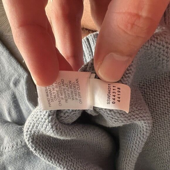 J Jill Women Size Small Steel Blue Cotton Button Back Pullover Sweater - Picture 7 of 8